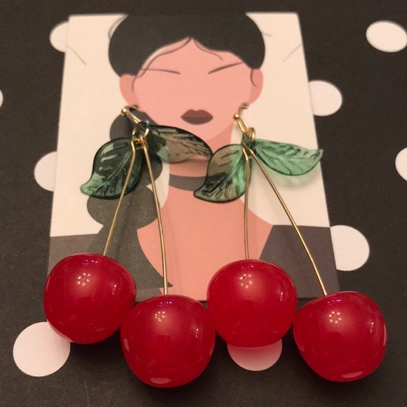 Stunning cherry earrings. NWOT. Pierced earrings. - Picture 2 of 7